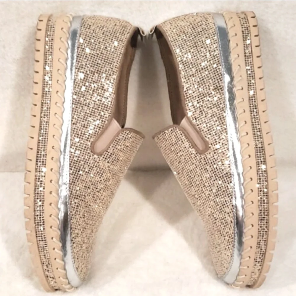 JOLIMALL glitter platform espadrilles